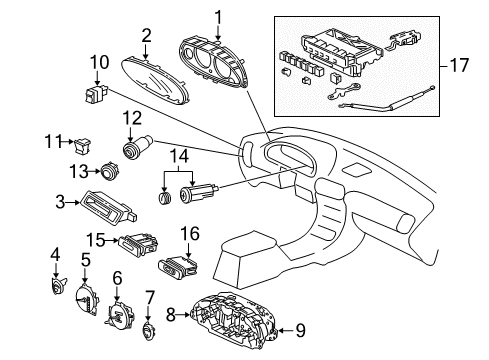 1998 Acura Integra Switches Control Assembly, Heater Diagram for 79500-ST7-C03