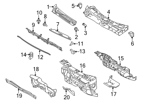 2012 Ford Transit Connect Cowl Side Shield Fastener Diagram for -W702846-S300