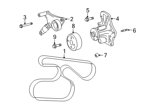 2009 Scion xB Belts & Pulleys Pulley Mount Bolt Diagram for 90080-10111