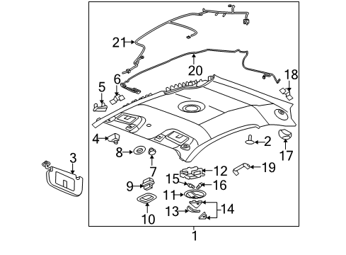 2008 Chevrolet Cobalt Interior Trim - Roof Headliner Diagram for 20847787