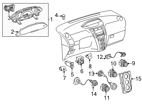 2011 Toyota Yaris Instruments & Gauges Cluster Assembly Diagram for 83800-52L30
