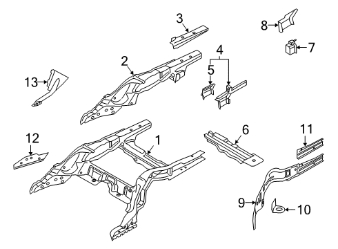 2021 BMW 840i Rear Floor & Rails LUGGAGE COMPARTMENT PAN Diagram for 41007499119