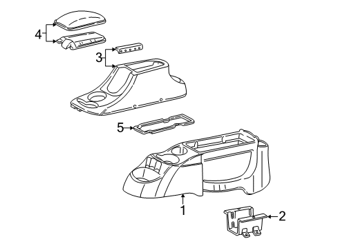 2000 Mercury Sable Center Console Console Assembly Diagram for YF1Z54045A36EAC