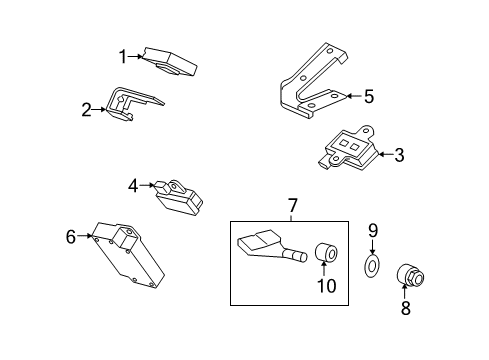 2010 Acura TSX Tire Pressure Monitoring Bracket, Left Front Initiator Diagram for 39361-TL0-A00