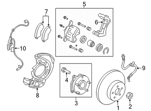 2021 Toyota RAV4 Prime Front Brakes Brake Pads Hardware Kit Diagram for 04945-48170