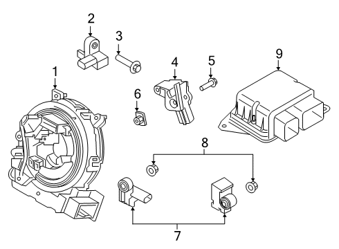 2021 Ford Ranger Air Bag Components Clock Spring Diagram for JX7Z-14A664-A