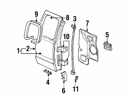 1998 Dodge Ram 1500 Rear Door & Components, Glass & Hardware, Lock & Hardware Rod-Cargo Door Latch To Lock Diagram for 55275456AA