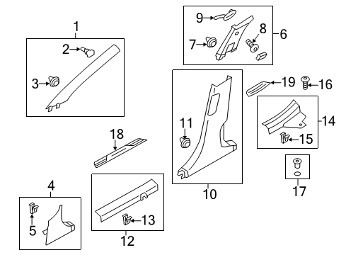 2017 Hyundai Veloster Interior Trim - Pillars, Rocker & Floor Trim Assembly-Front Pillar RH Diagram for 85820-2V000-8M
