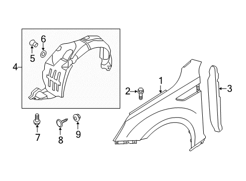 2016 Kia Optima Fender & Components Guard Assembly-Front Wheel Diagram for 868124U500