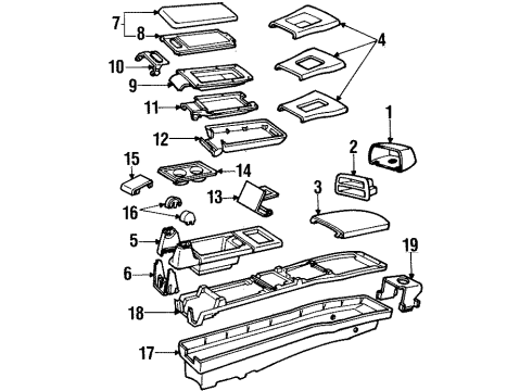 1986 Mercury Sable Center Console Tray Diagram for E6DZ5406202A