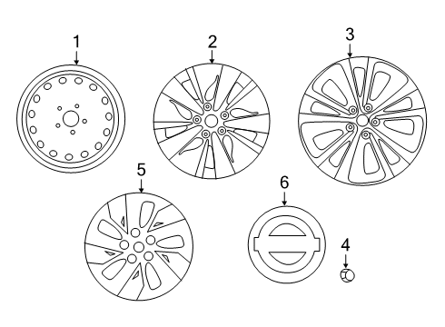 2020 Nissan Altima Wheels, Covers & Trim Aluminum Wheel Diagram for 40300-6CA4A
