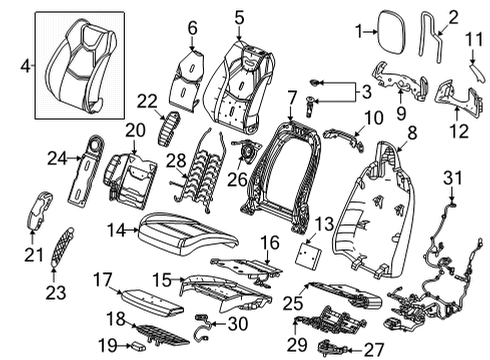 2022 Cadillac CT4 Driver Seat Components Insulator Diagram for 84786590