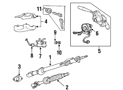 1999 Honda Passport Switches Shaft Asm Steering Diagram for 8-97307-213-1