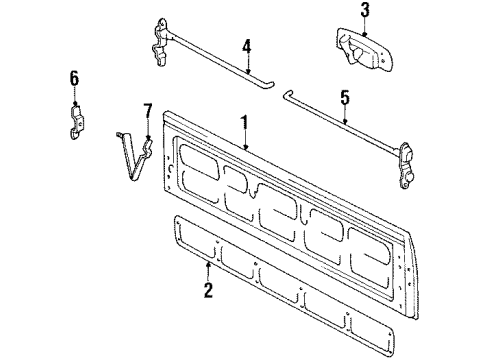 1989 Toyota Pickup Gate & Hardware Emblem Diagram for 75472-89128