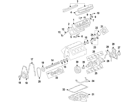 2013 Chevrolet Silverado 3500 HD Engine Parts, Mounts, Cylinder Head & Valves, Camshaft & Timing, Oil Pan, Oil Pump, Crankshaft & Bearings, Pistons, Rings & Bearings Exhaust Valve Diagram for 12612427