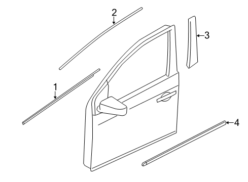 2012 Nissan Rogue Exterior Trim - Front Door Tape-Front Door Sash, RH Diagram for 80816-JM00A