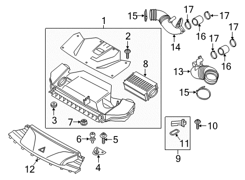 2016 BMW X6 Filters Halter Ansauggeräuschdämpfer Mitte Diagram for 13717352529
