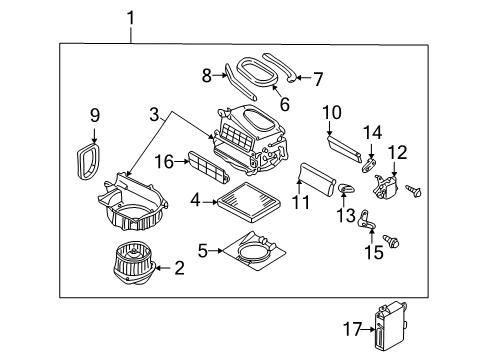 2003 Infiniti Q45 Blower Motor & Fan Cabin Air Filter Diagram for 27277-VX00A