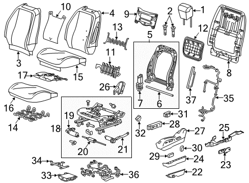 2011 Chevrolet Equinox Driver Seat Components Bracket Diagram for 13504001