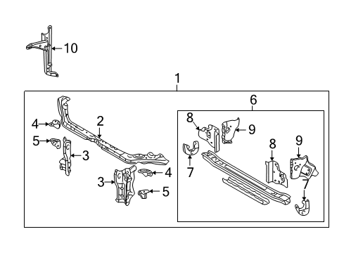 2004 Toyota Corolla Radiator Support Side Panel Stay Diagram for 52142-02060