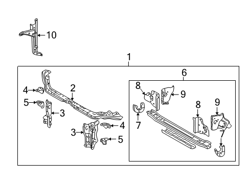 2004 Toyota Corolla Radiator Support Side Panel Diagram for 53211-02070