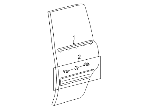 2003 Toyota Land Cruiser Exterior Trim - Rear Door Body Side Molding Diagram for 75742-60160-D0