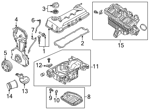 2015 Nissan Altima Intake Manifold Plate-BAFFLE, Oil Pan Diagram for 11114-3TA1A