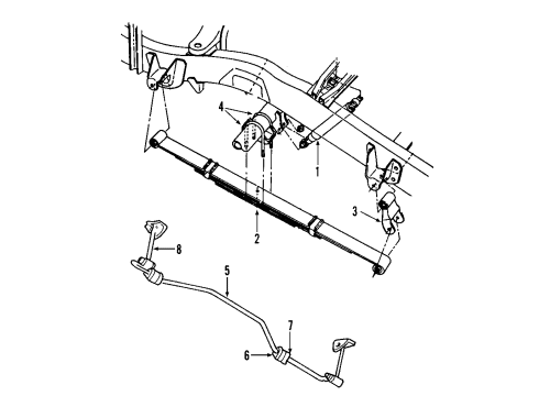 2006 Mitsubishi Raider Rear Suspension Components, Stabilizer Bar Bar-Rear Suspension Diagram for 52013545AA