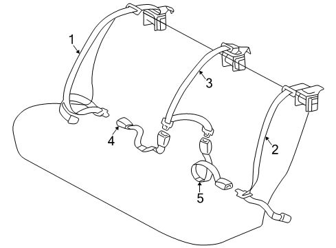 1998 Toyota Camry Rear Seat Belts Outer Belt Assembly Diagram for 73370-0W090-B0