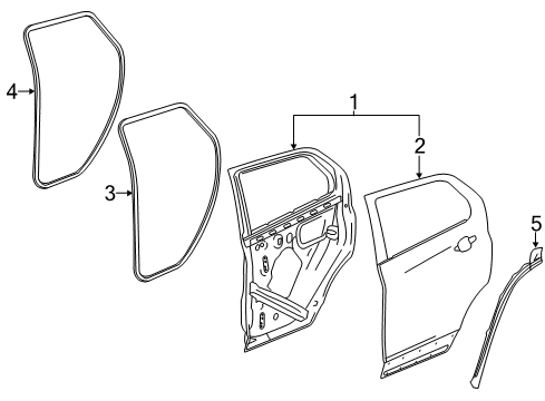 2018 GMC Terrain Rear Door Lower Weatherstrip Diagram for 84769031