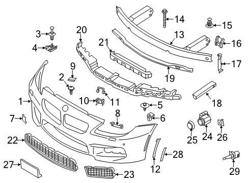 2015 BMW M6 Gran Coupe Parking Aid Set, Mounts, Pdc Sensor, Front Diagram for 63142295124