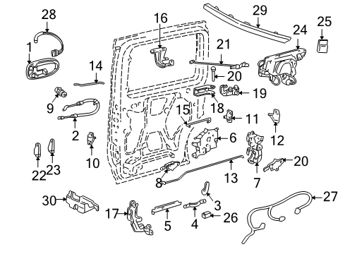 1998 Chevrolet Venture Side Loading Door - Lock & Hardware Handle, Outside Diagram for 10322223