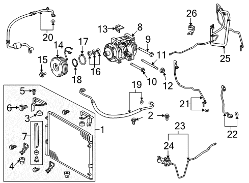 2011 Lexus LX570 A/C Condenser, Compressor & Lines Condenser Diagram for 88460-60400