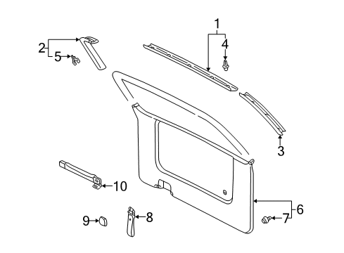 2002 Toyota Sienna Interior Trim - Lift Gate Gate Trim Panel Diagram for 67750-08010-B0