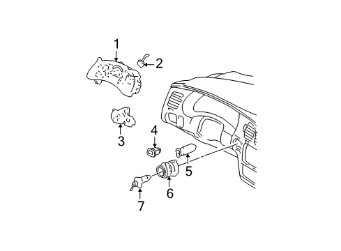 2000 Chevrolet Monte Carlo Cluster & Switches Instrument Cluster Assembly Diagram for 10306217