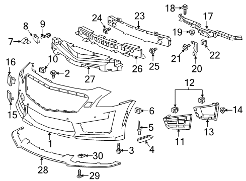 2018 Cadillac CTS Front Bumper Baffle Diagram for 23331277