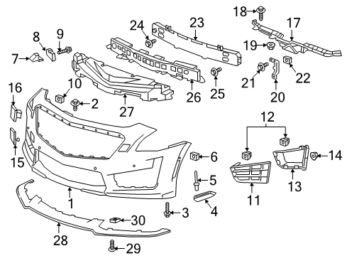 2018 Cadillac CTS Front Bumper Impact Bar Bolt Diagram for 11547031