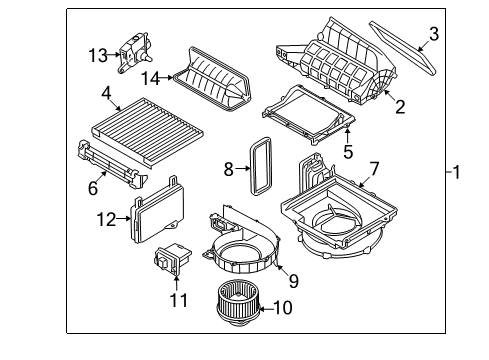 2015 Kia K900 A/C & Heater Control Units Blower Unit Diagram for 971003T500