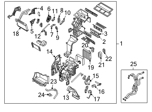 2010 Hyundai Veracruz Air Conditioner Heater Actuator Assembly Diagram for 97160-3J000