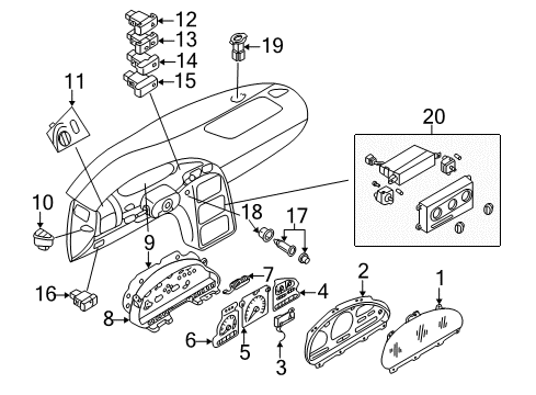 1999 Nissan Quest A/C & Heater Control Units Switch-Fan Diagram for 27660-0B000