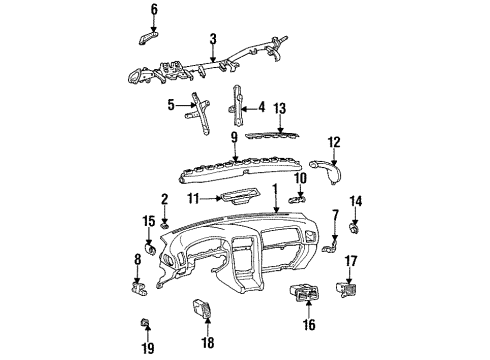 1994 Lexus GS300 Instrument Gauges, Instrument Panel Register Assy, Instrument Panel, NO.1 Diagram for 55650-30190-B0