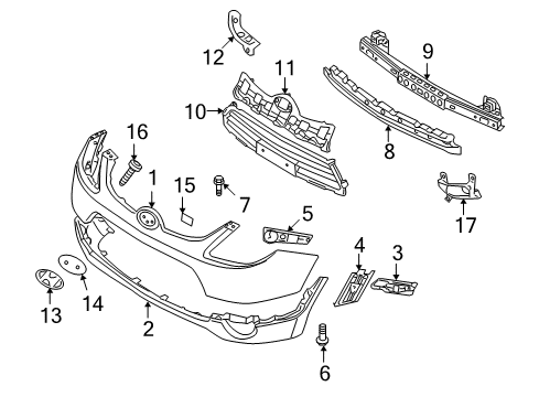 2009 Hyundai Veracruz Front Bumper Symbol Mark Emblem Diagram for 86300-2B100