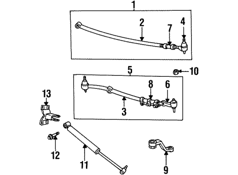 1996 Dodge Ram 1500 Steering Column & Wheel, Steering Gear & Linkage, Shaft & Internal Components, Shroud, Switches & Levers Tie Rod Assembly, Front Suspension Diagram for 52037574