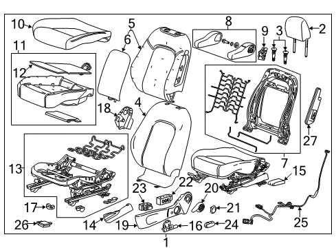 2019 Buick Encore Driver Seat Components Tilt Lever Cap Diagram for 95078157
