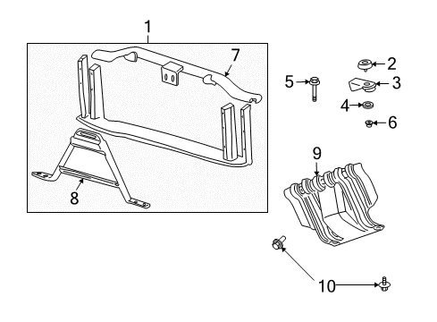 2003 GMC Yukon XL 2500 Radiator Support Radiator Support Diagram for 25815982