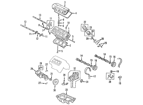 1998 Honda Accord Engine Parts, Mounts, Cylinder Head & Valves, Camshaft & Timing, Variable Valve Timing, Oil Pan, Oil Pump, Balance Shafts, Crankshaft & Bearings, Pistons, Rings & Bearings Valve Assembly, Spool Diagram for 15811-P8A-A01