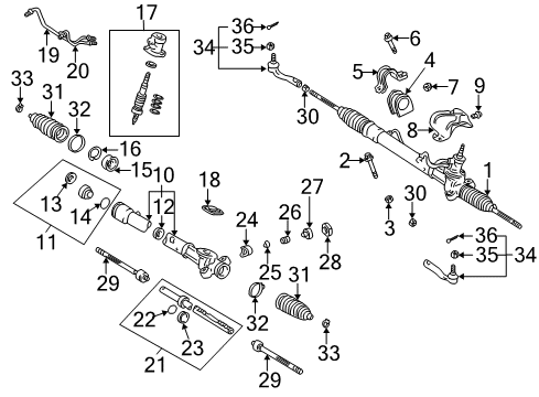 2001 Toyota Echo Steering Column & Wheel, Steering Gear & Linkage Inner Tie Rod Diagram for 45503-59045