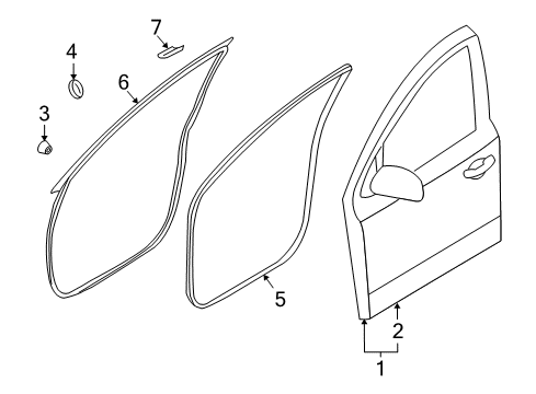 2007 Hyundai Veracruz Front Door Front Left Power Window Regulator Assembly Diagram for 82401-3J000