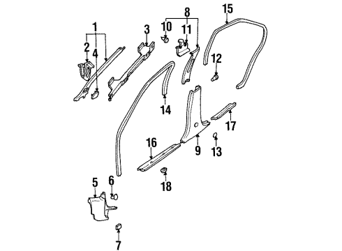 1993 Nissan Altima Interior Trim - Pillars, Rocker & Floor GARNISH Assembly-Front Pillar, L Diagram for 76912-2E100