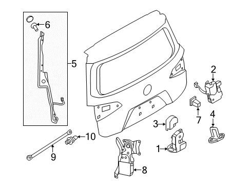 2011 Nissan Quest Lift Gate Rod Assembly-Back Door Support Diagram for 90452-1JA0A